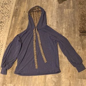 NWOT Cheetah Print Blue/Grey hooded sweatshirt
